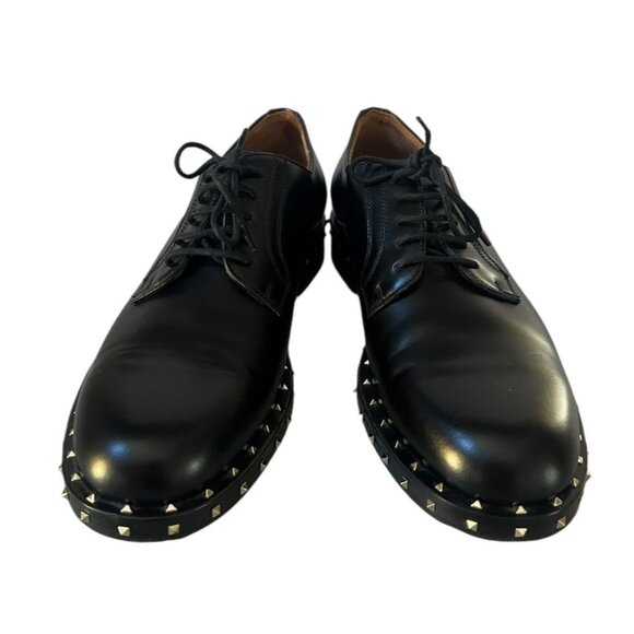 Valentino Garavani Rockstud Derby Loafers Matte Calfskin Black Size 39 NEW Flats - Picture 3 of 10
